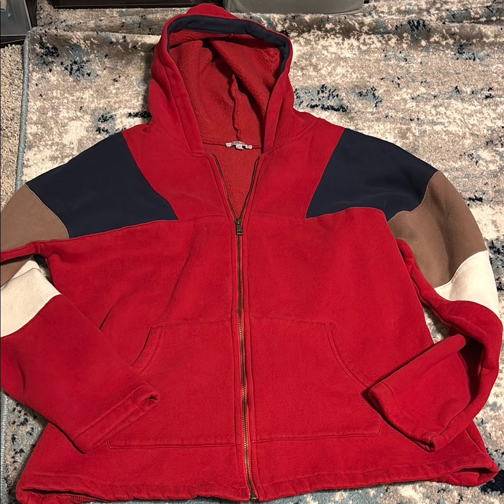 JODIFL Red and Brown Hooded Sweatshirt